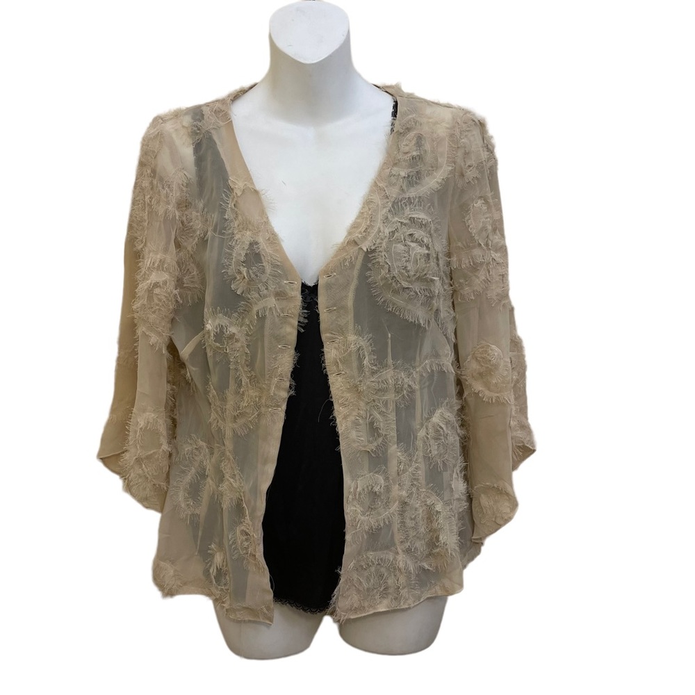 Women Lace Open Style Cardigan Spain Beige